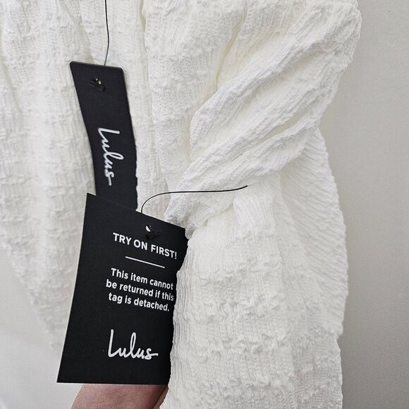 Sweetie Status White Crinkle Sleeveless Tie-Back Babydoll Dress size Small - Picture 8 of 15